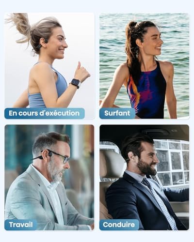 Écouteurs Étanches Bluetooth 5.4 à Conduction Osseuse, Mémoire MP3 32G