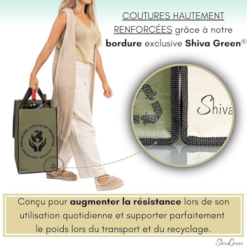 Shiva Green Poubelle Tri Sélectif FBAD1, 3 Bacs avec Sac et Couvercle, Plastique, Verre, Papier