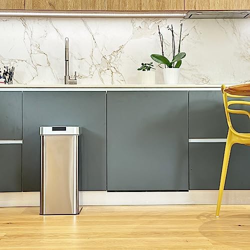 KITCHEN MOVE Poubelle de Cuisine Automatique 50L PARKSIDE, Acier Inoxydable, Design Moderne