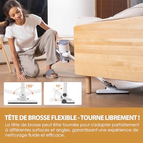 VersLife Aspirateur Balai sans Fil S6PRO, Puissant 30Kpa, 30 Min d'Autonomie, 4 en 1