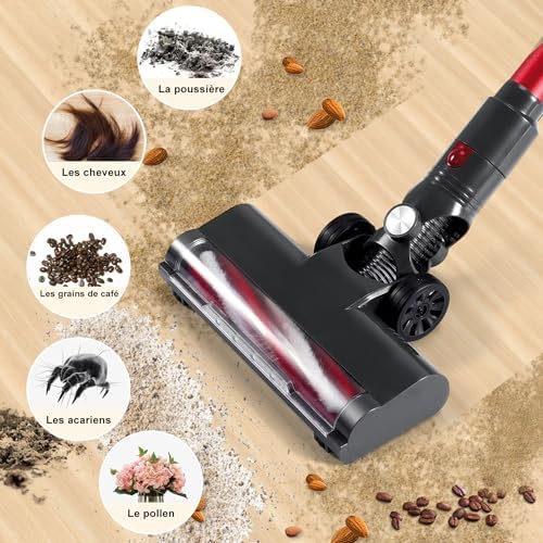 monmecd Aspirateur Balai sans Fil 4-en-1, 16Kpa, 150W, 50 Min Autonomie, LED