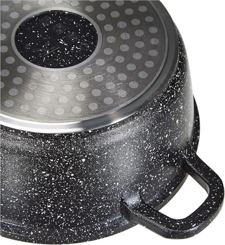 KAMBERG Faitout en Fonte d'Aluminium 28 cm, Revêtement Type Pierre, Couvercle en Verre, Induction
