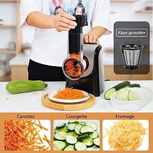Nictemaw Râpe Légumes Électrique, Modèle AM003741_EU, 150W, 5 Cônes Acier Inoxydable