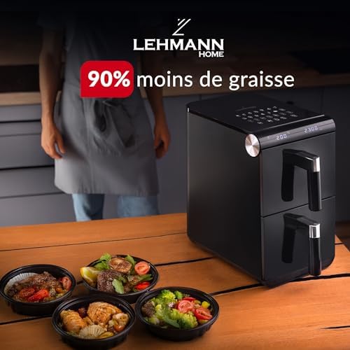 Friteuse à air chaud double chambre 11L avec contrôle indépendant et design compact