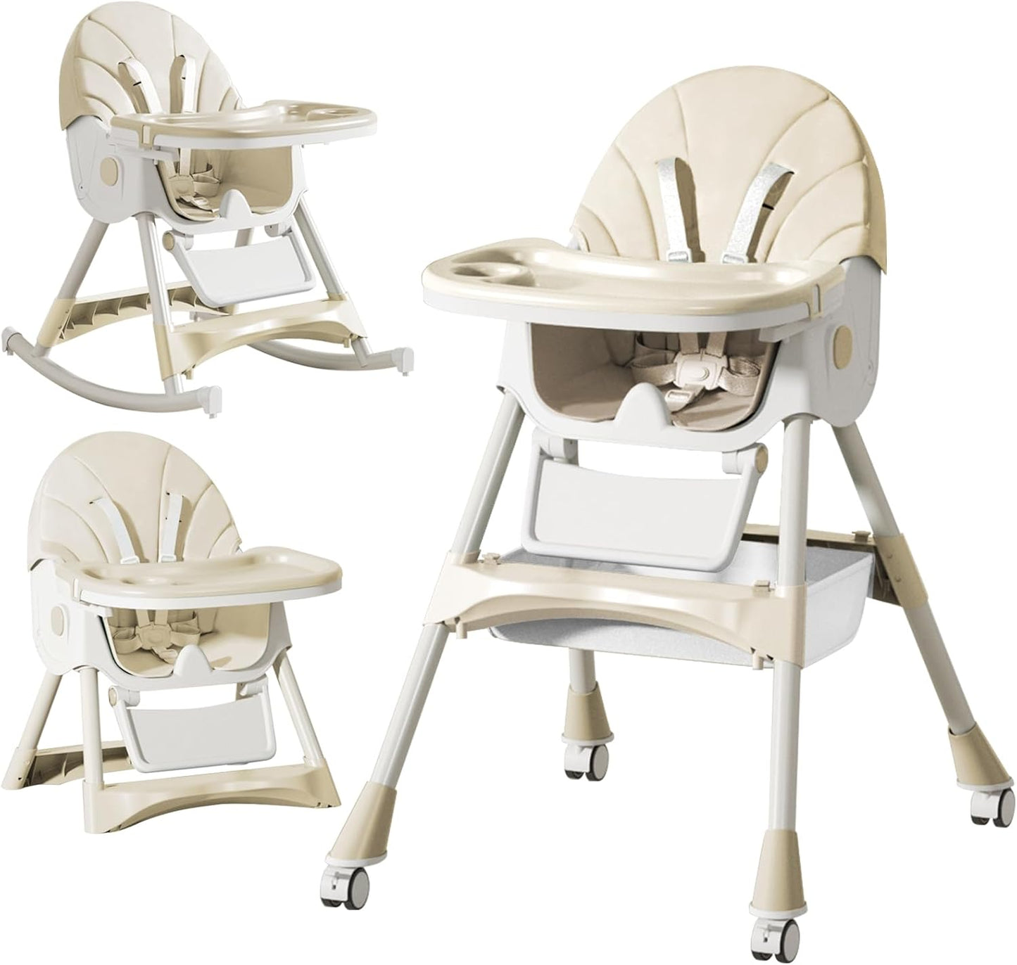 Chaise Haute Bébé - Évolutive 6 en 1 - Plateau Double Amovible