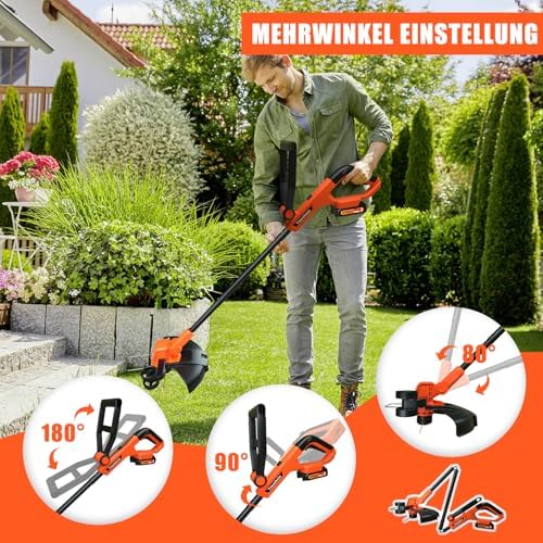 Coupe Bordure 2-en-1 Électrique sans Fil, Débroussailleuse 30CM avec Batterie