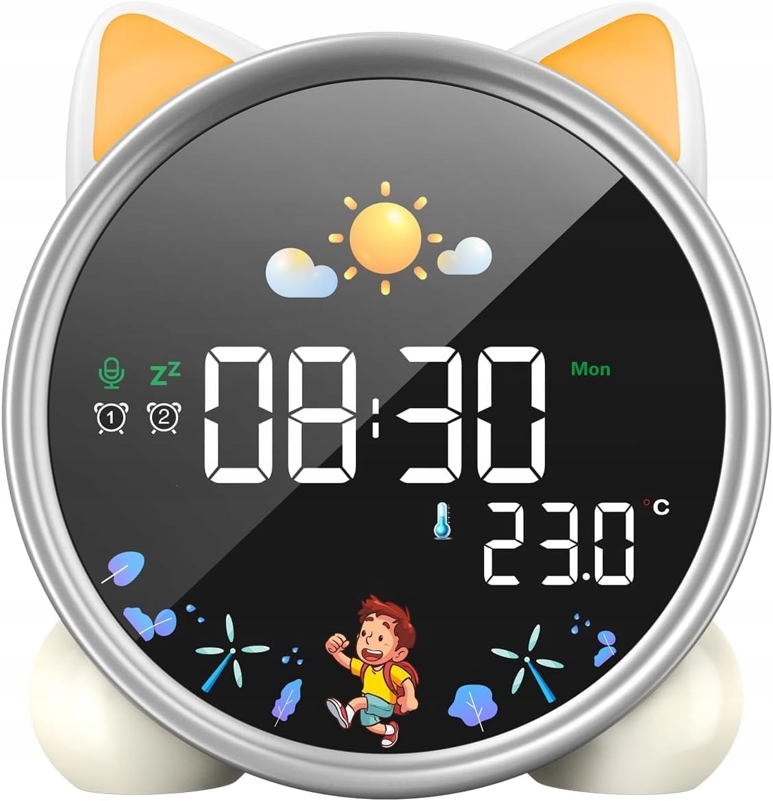 Horloge Réveil Enfant - Affichage Numérique - Thème Chat