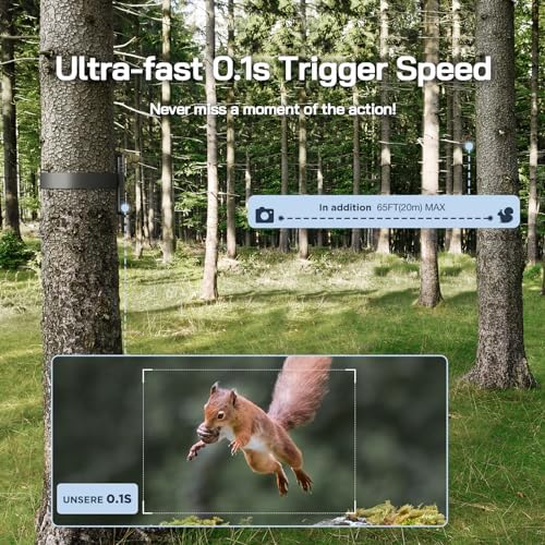 Caméra Solaire de Chasse 4K/68MP, Vision Nocturne, Détecteur de Mouvement Rapide