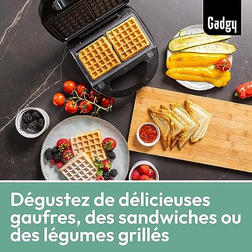 Gadgy Appareil à Croque Monsieur 3 en 1 GG0839, Plaques Détachables, Poignée Cool Touch
