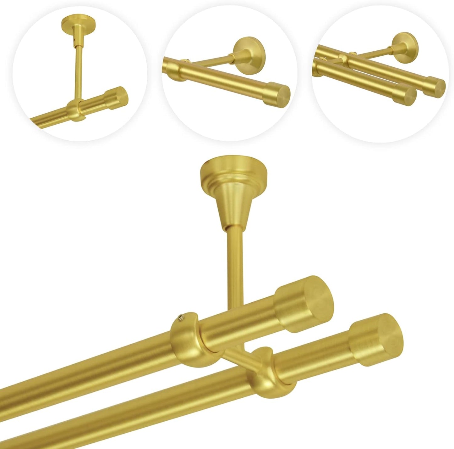 Tringle à Rideau en Métal - 140 cm - Fixation au Plafond