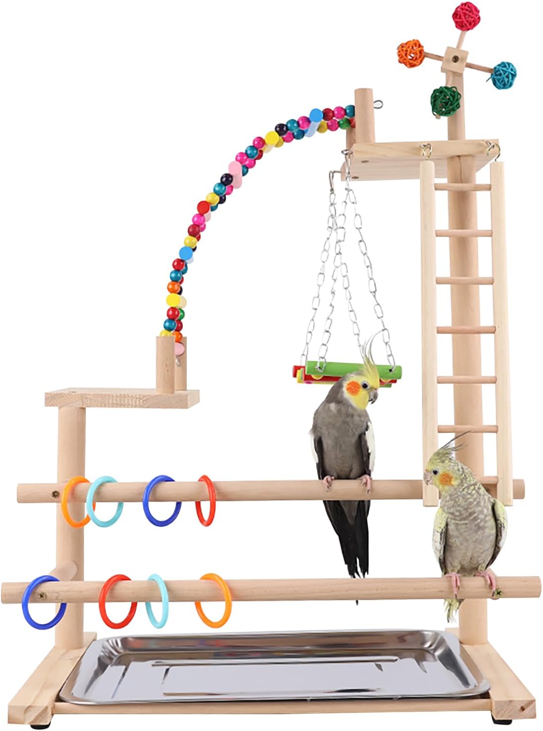 Aire de Jeux pour Oiseaux - Bois Massif - 46x31x70cm