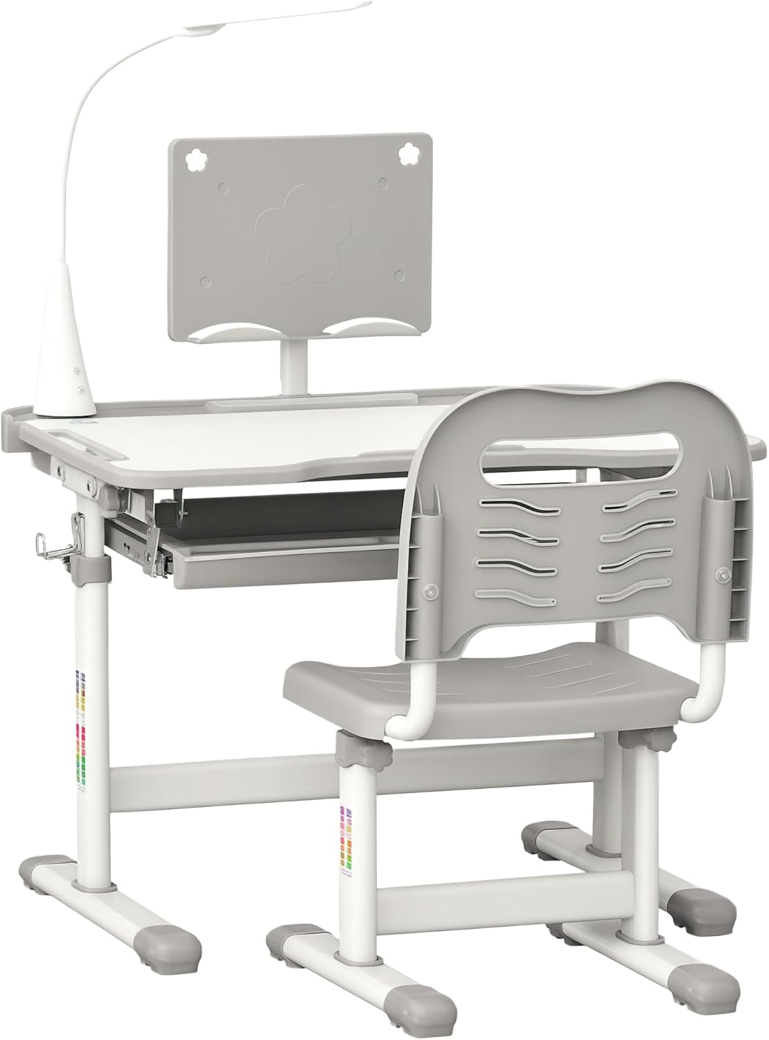 Bureau Enfant Réglable - Lampe LED Intégrée - Multi-Rangement