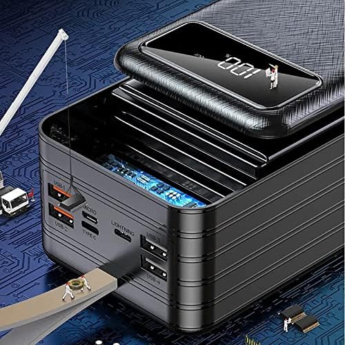 Chargeur Portable Batterie Externe 50000mAh, 4 USB, Noir