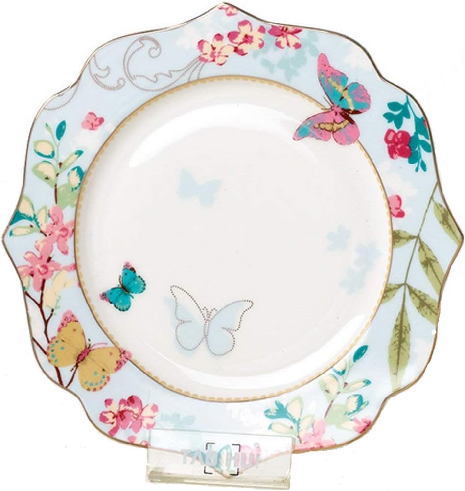 Assiette à Dessert en Porcelaine - Motif Papillon - 19 cm