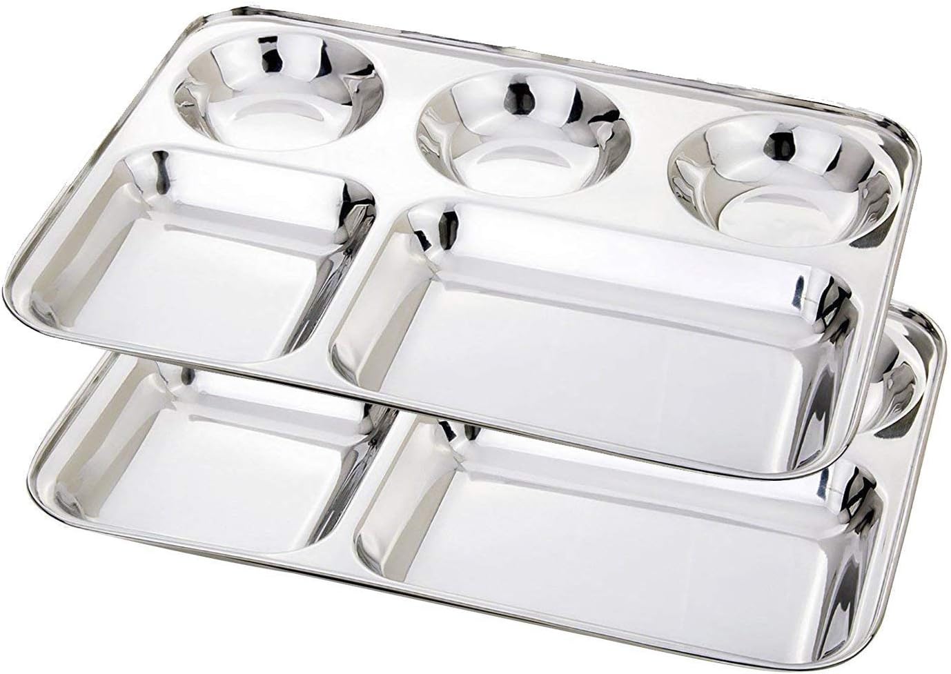 Assiette Ronde Compartimentée - Acier Inoxydable - Micro-ondes & Lave-vaisselle