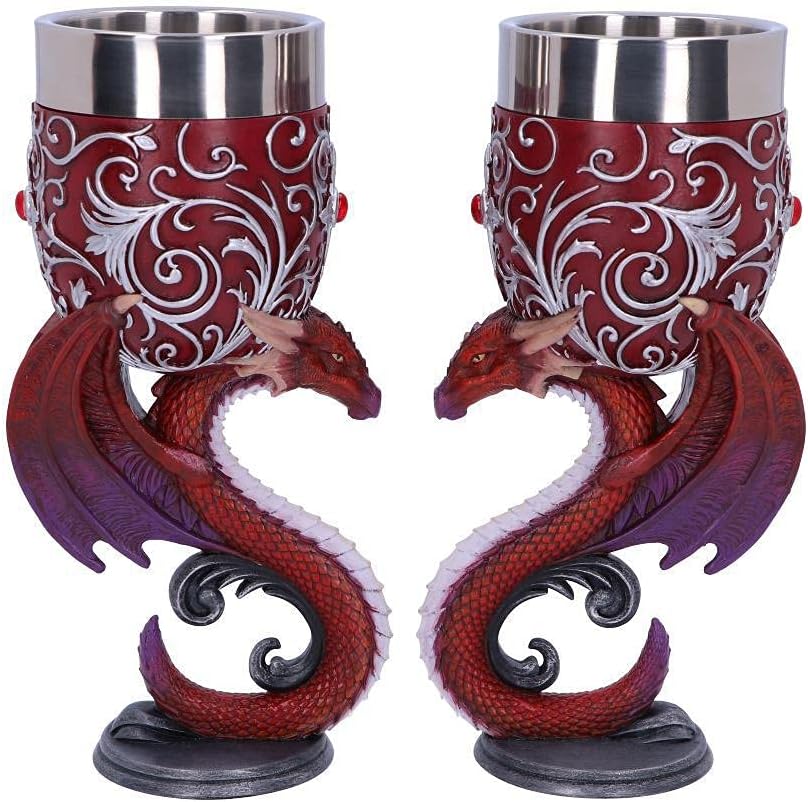 Gobelets en Polyrésine - Dragons Rouges - Forme de Cœur