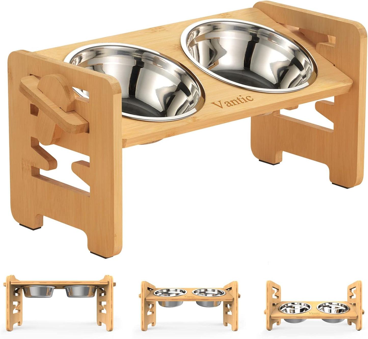 Support Gamelle Chien Réglable - 6 Hauteurs - Inclinaison 15°