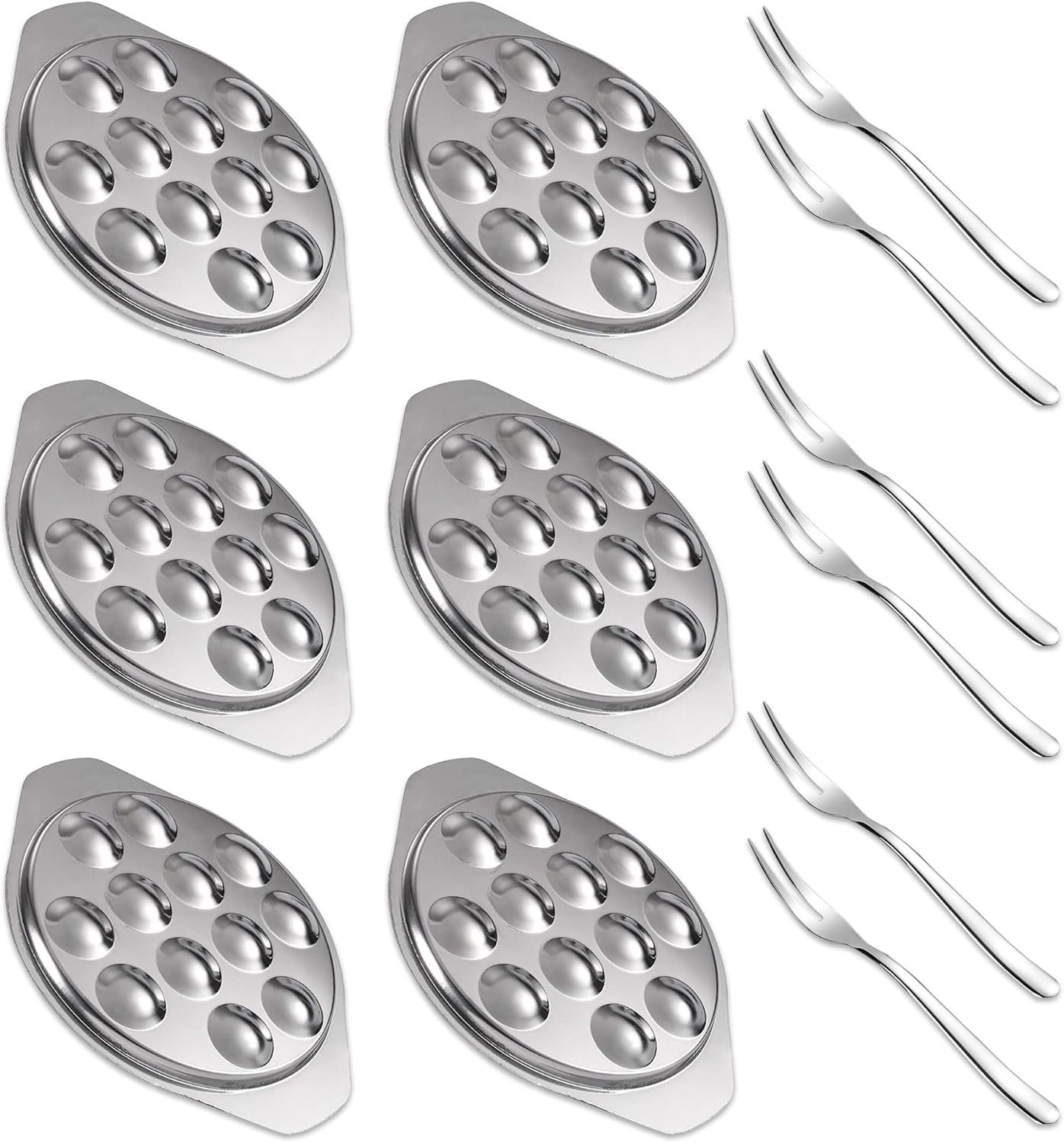 Assiette Escargot en Acier Inoxydable - 12 Trous - Lavable au Lave-vaisselle