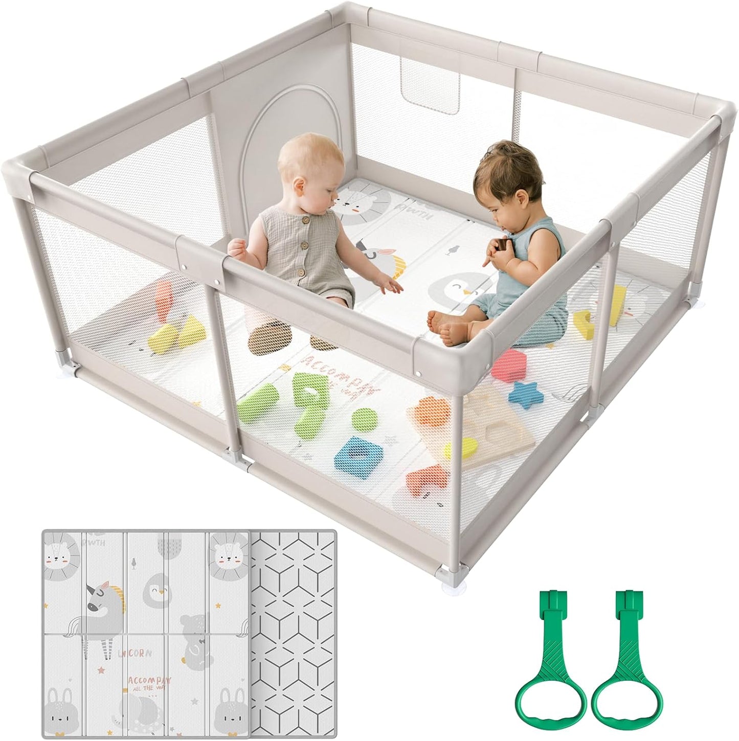 Parc Bébé Modulable - 120x120cm - Tapis Anti-Dérapant