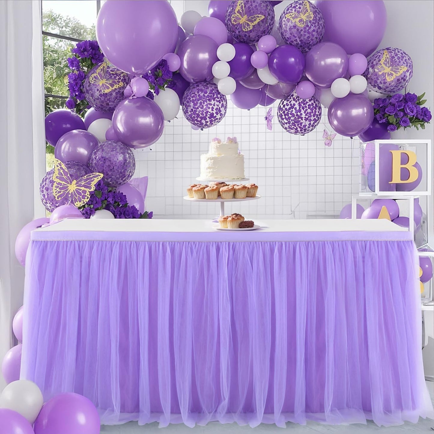 Jupe de Table Tutu Violette - 1,8 m - Décoration de Fête