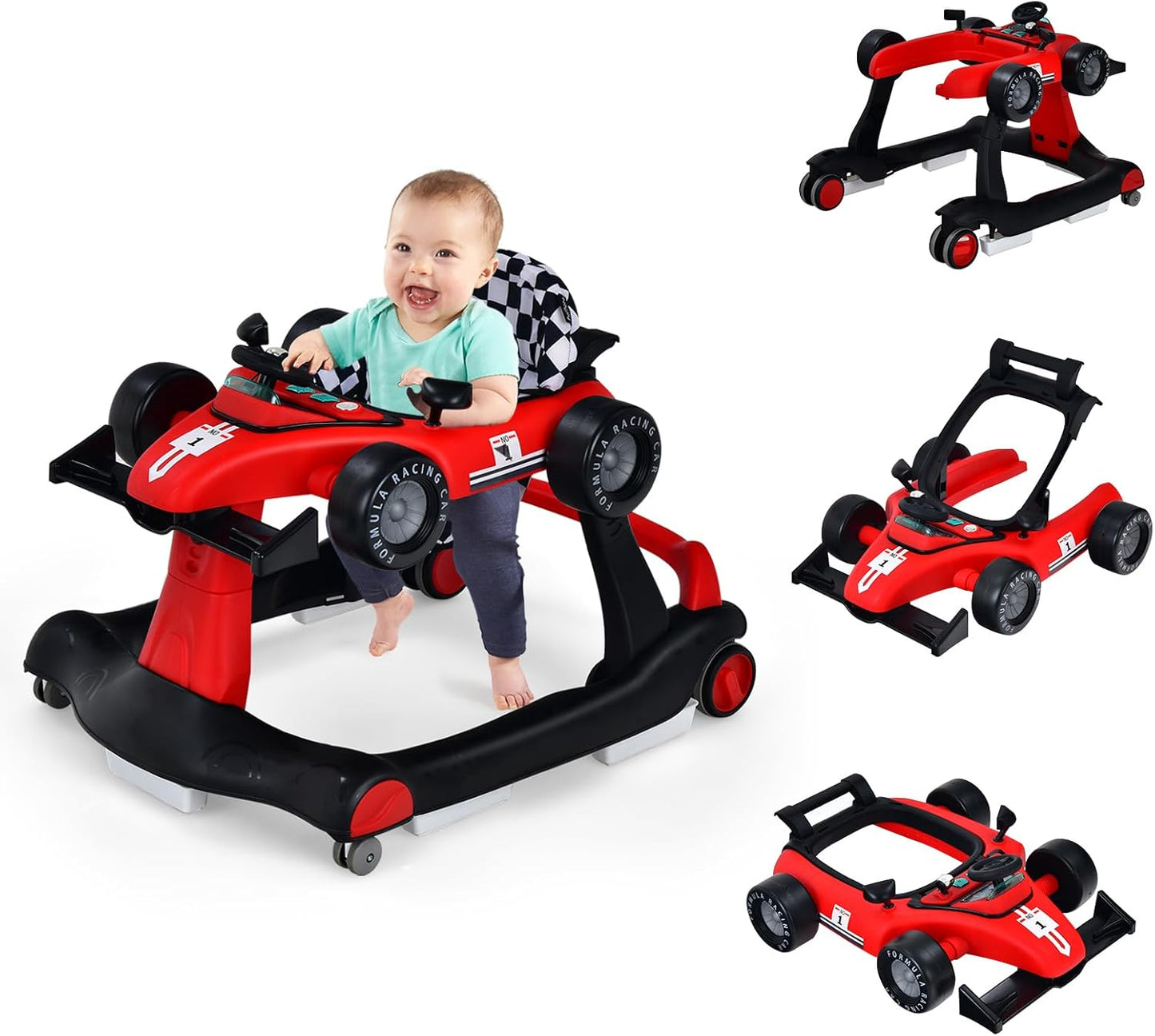 Trotteur Bébé 4 en 1 - Hauteur Réglable - Roues Silencieuses