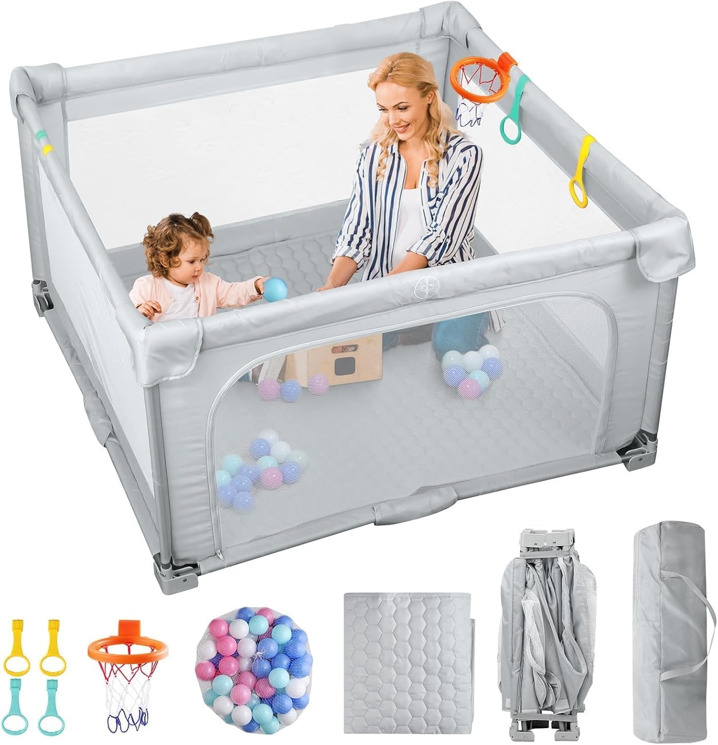 Parc Bébé Pliable - Sécurité Métallique - Tissu Oxford 210D