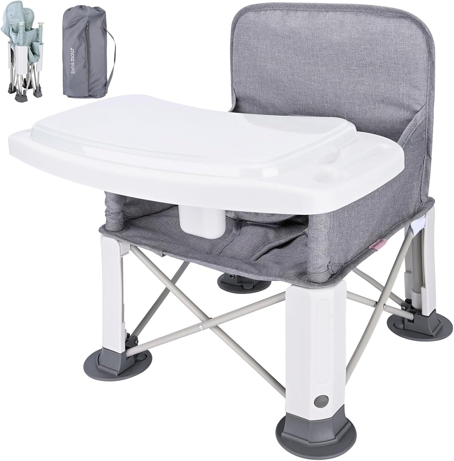 Chaise Haute Portable - Siège d'Appoint Pliable - Plateau Amovible