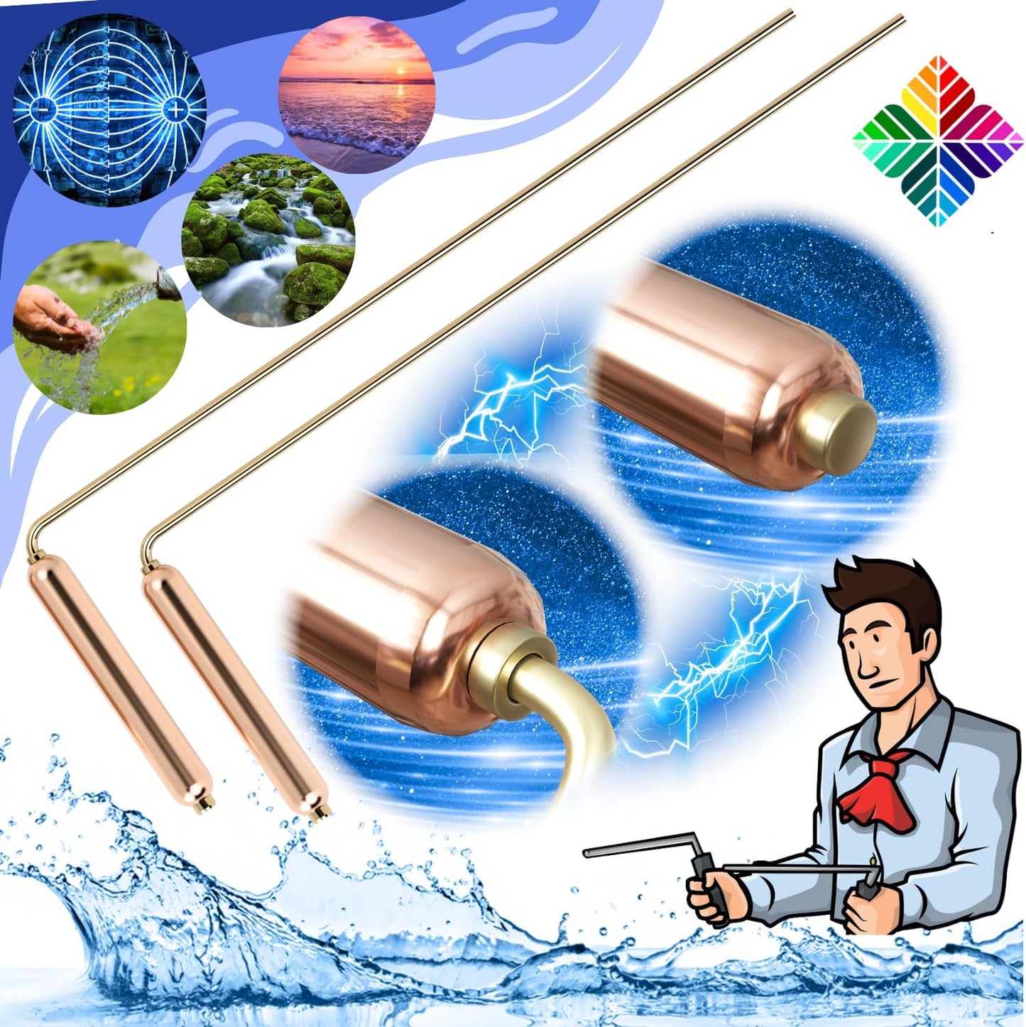 Baguettes de Sourcier Professionnelles - Modèle DELUXE - 100% Cuivre