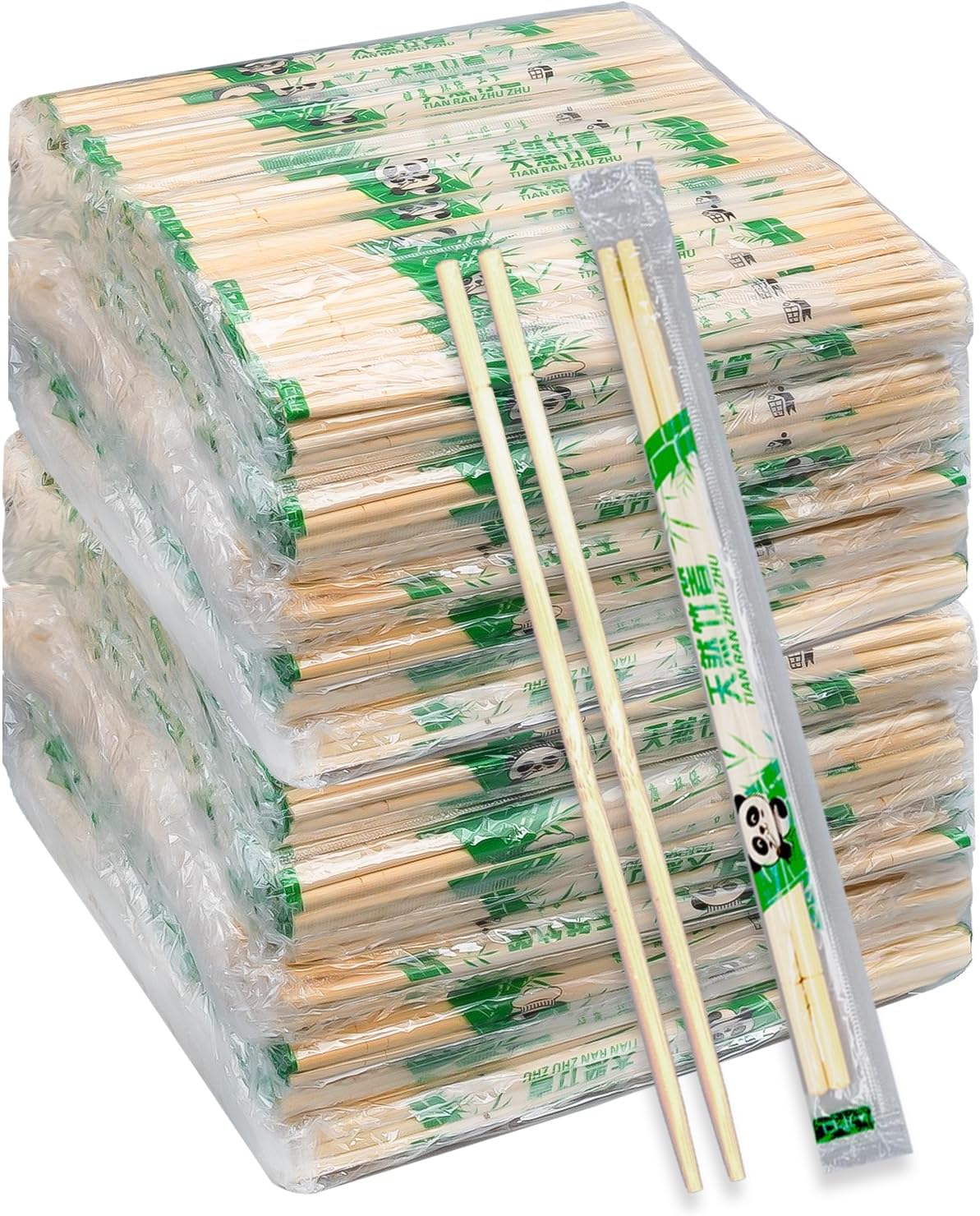 Baguettes Jetables en Bambou - 1000 Paires - 19,5 cm Individuellement Emballées