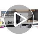 FOHERE Râpe à Légumes Électrique 5 en 1, 80W, Lames Interchangeables, Argent