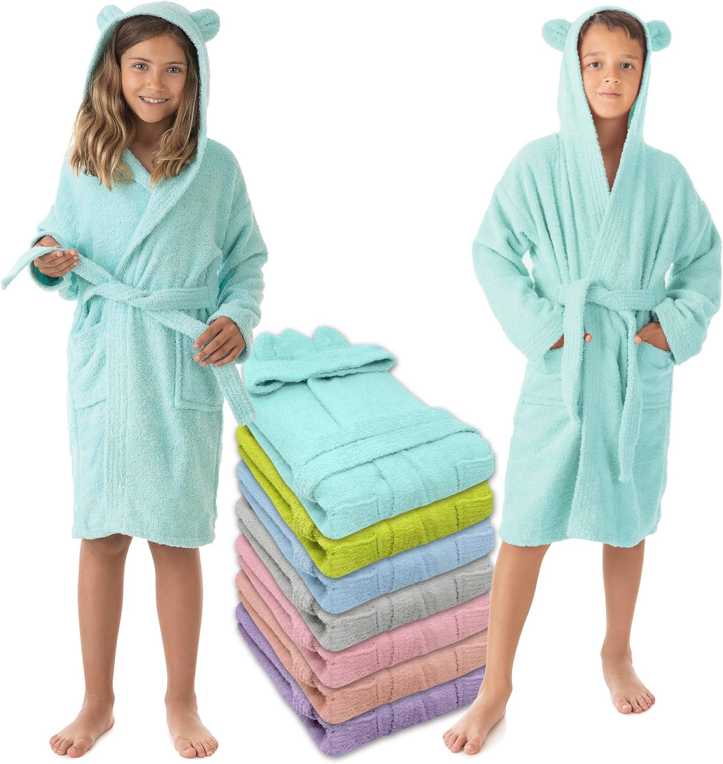 Peignoir de Bain Enfant - 100% Coton OEKO-TEX - Capuche avec Oreilles
