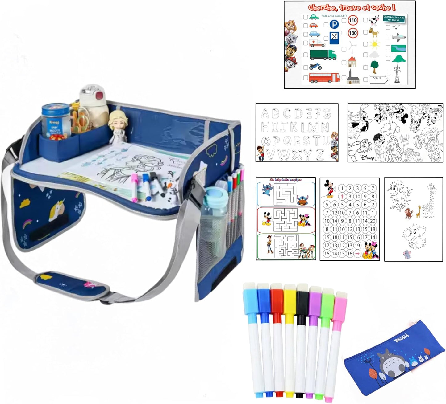 Plateau de Voyage Enfant - Feuilles Effaçables - Kit Créatif Amovible