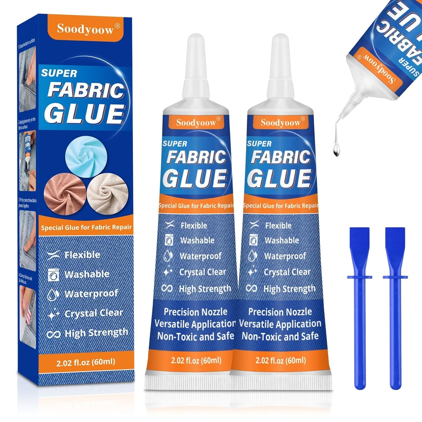 Colle Textile Extra Forte - Résiste Lavage - 2PCS 60ML