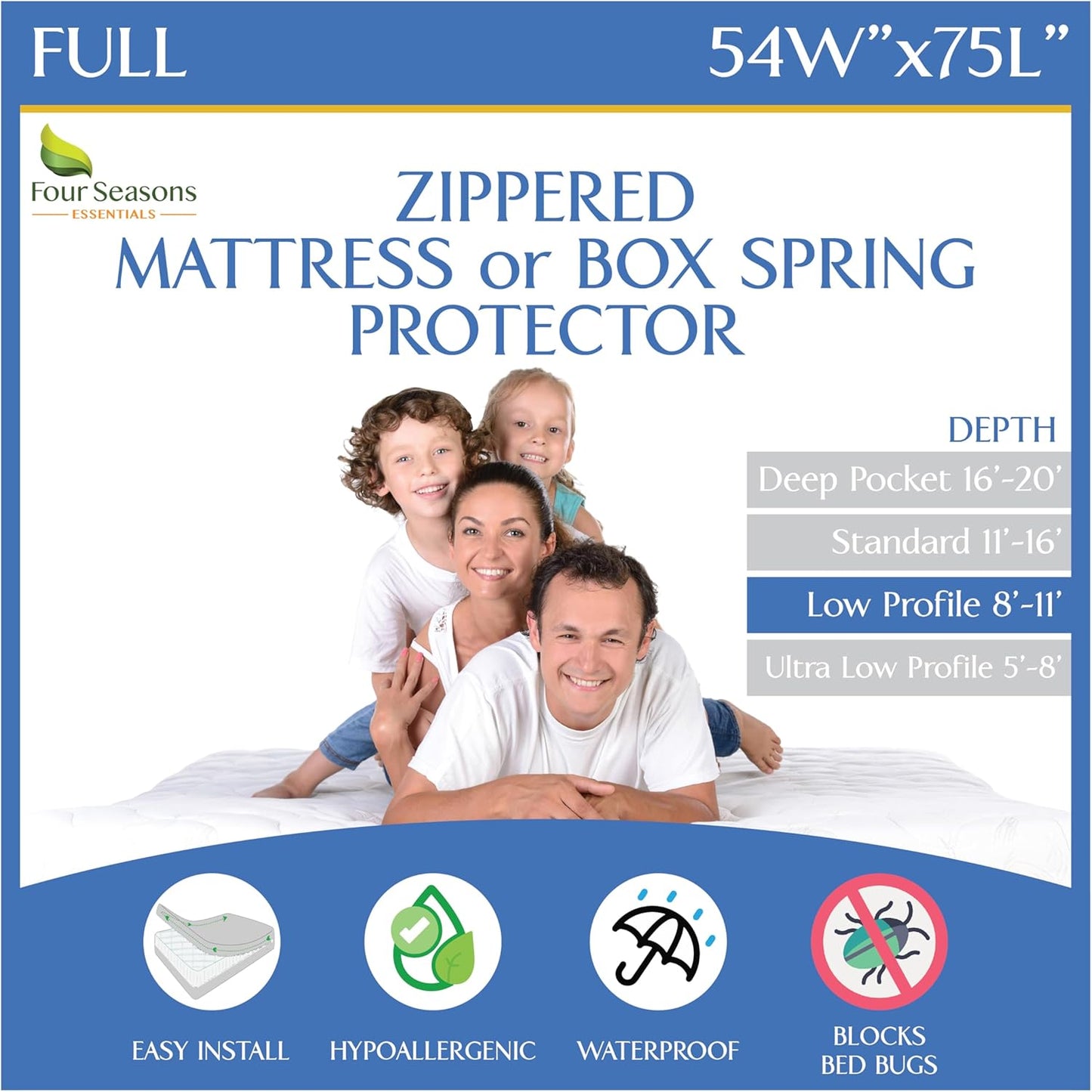 Housse de Matelas Double - Imperméable - Hypoallergénique