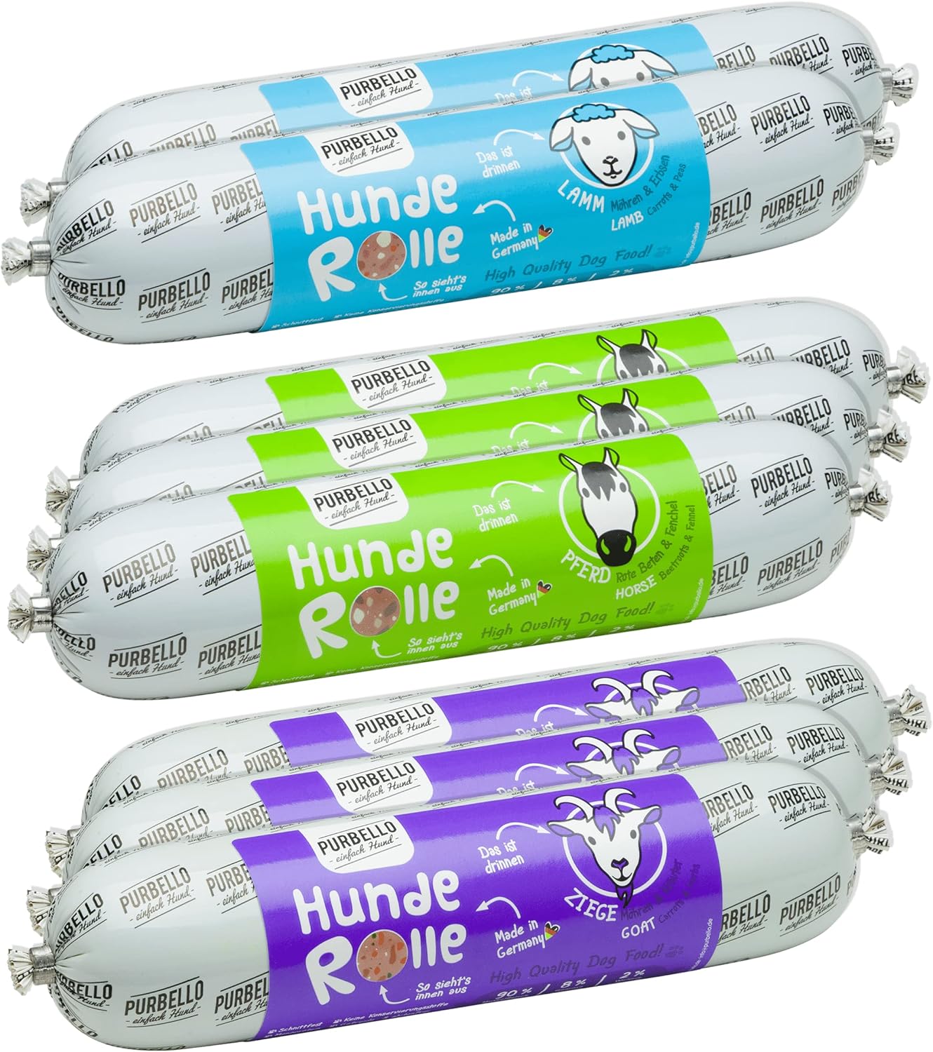 Nourriture Humide pour Chien - Monoprotéine Haute Viande - Lot de 3 Rouleaux