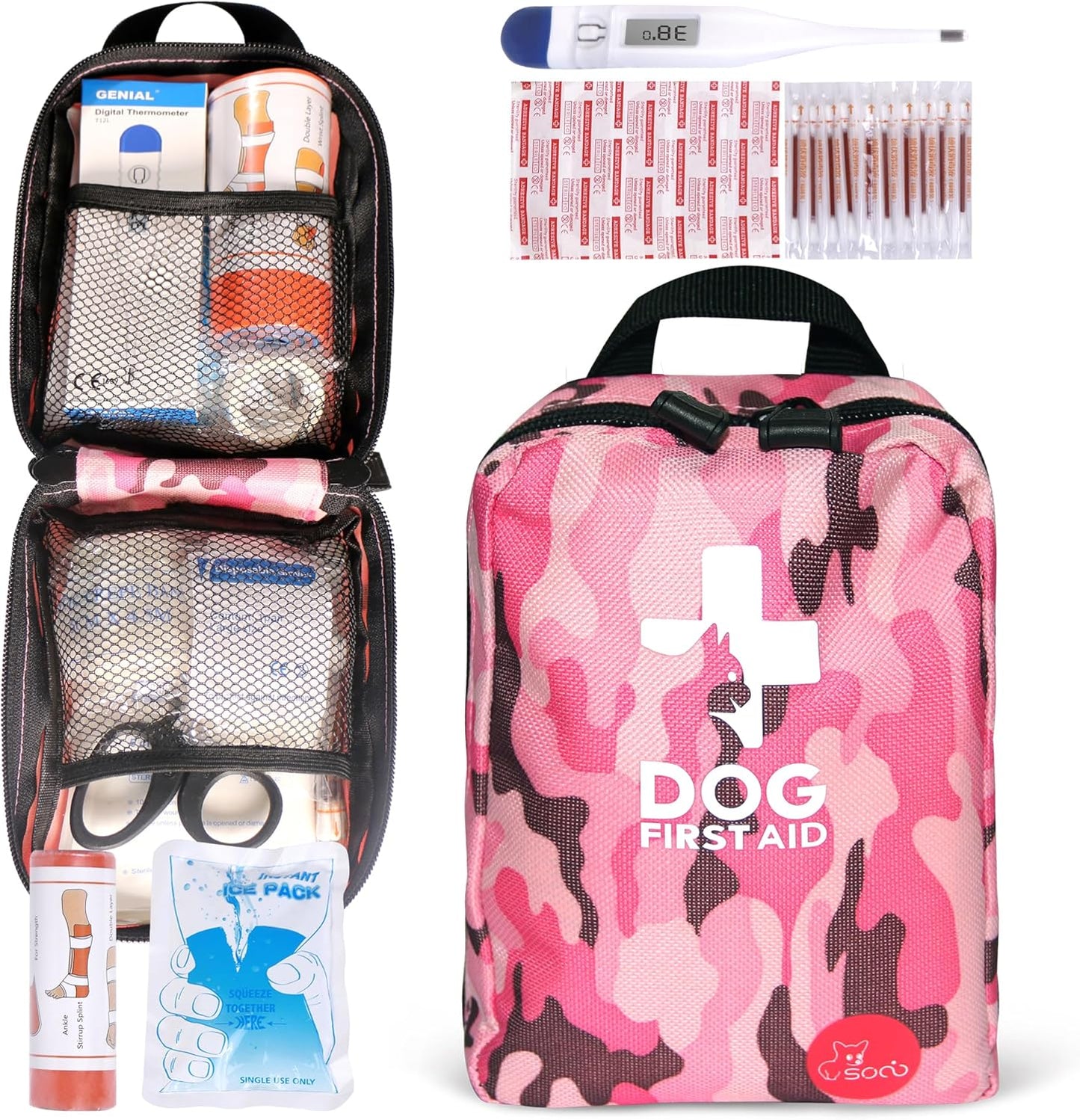 Kit de Premiers Secours pour Animaux - Léger et Portable - 72 Pièces