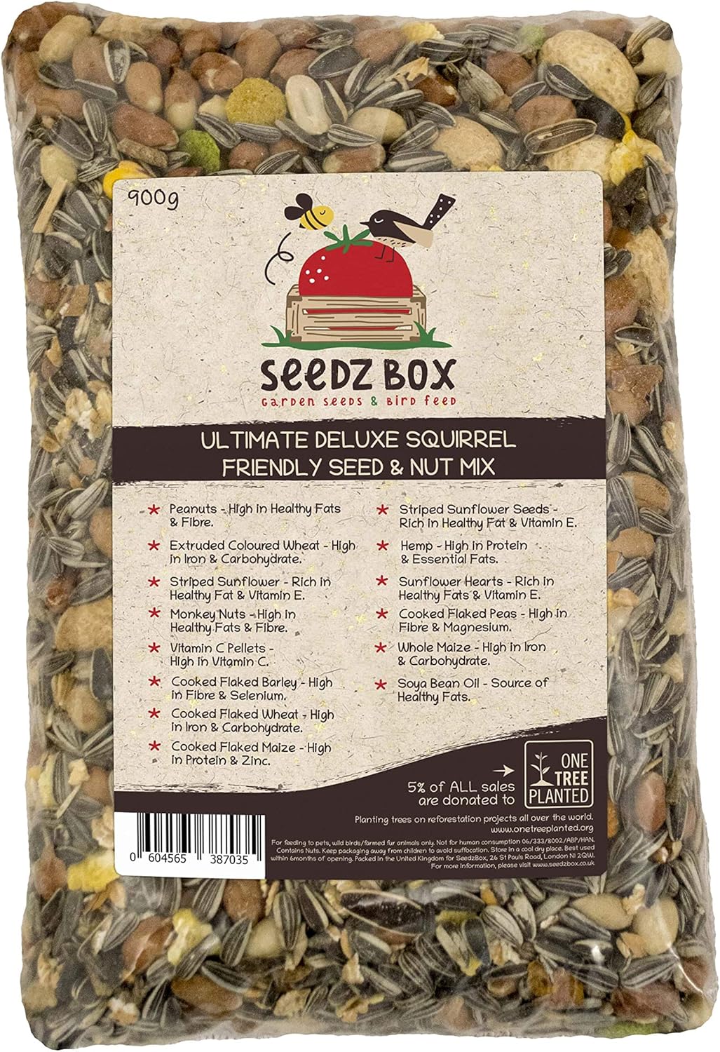 Nourriture pour Écureuils - Mélange de Grains et Noix - SeedzBox 900g