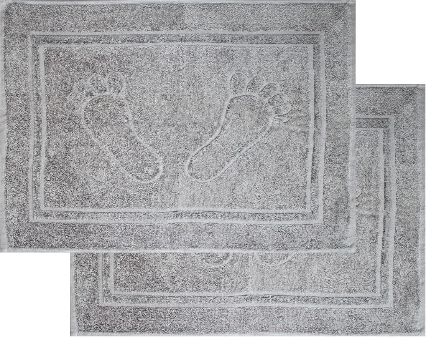 Tapis de Bain Éponge - Lot de 2 - Gris Argenté 50x70 cm