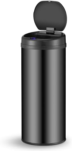Juskys Poubelle Automatique 50L, Capteur de Mouvement, Couvercle Étanche, Noir
