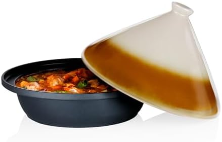 Tajine Couscoussier Induction 2,5L, Couvercle Céramique Ø30cm, Noir