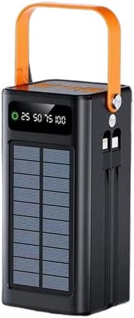 Chargeur Solaire Haute Capacité 50000mAh, Batterie Externe avec Éclairage, Noir