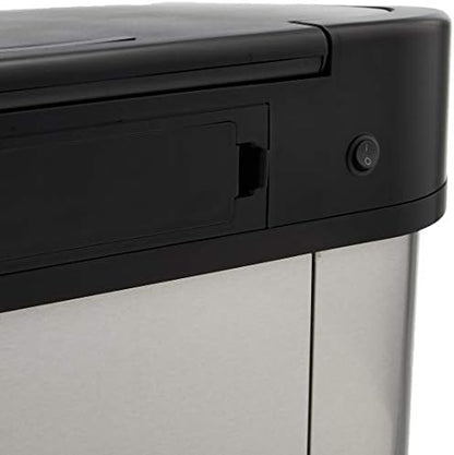 Amazon Basics Poubelle Automatique, Acier Inoxydable, 60L, Argenté/Noir