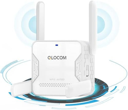 QLOCOM Répéteur WiFi Puissant AX1500Mbps, WiFi 6, Double Bande 5GHz/2.4GHz
