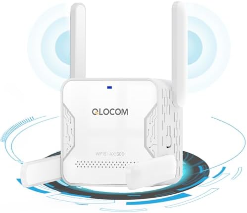 QLOCOM Répéteur WiFi Puissant AX1500Mbps, WiFi 6, Double Bande 5GHz/2.4GHz