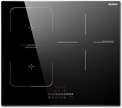 Plaque Induction 3 Feux avec Zone Flexible, 6800W, Commande Tactile