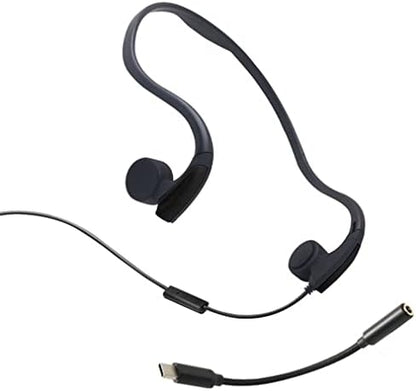Casque à Conduction Osseuse Filaire Sport, Oreille Ouverte, Noir