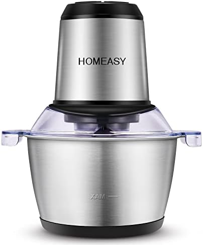 homeasy Hachoir Électrique 350W, Modèle HE-06-1, Bol Acier Inox 2L, 4 Lames Amovibles