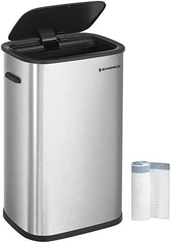 SONGMICS Poubelle de Cuisine Automatique 50L, Acier Inoxydable, Fermeture Douce