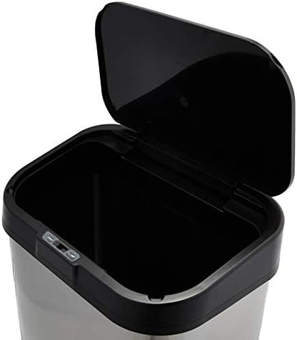 Amazon Basics Poubelle Automatique, Acier Inoxydable, 60L, Argenté/Noir