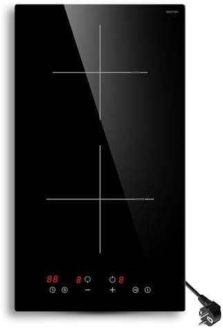 Plaque Induction 2 Feux Encastrable, 2990W, Noir, Commande Tactile